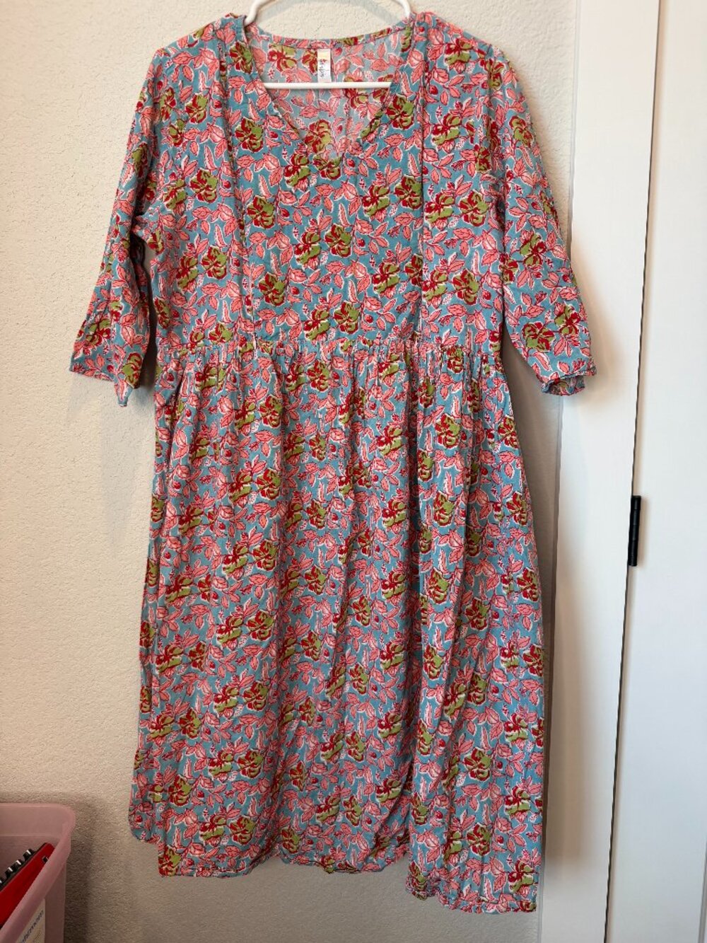 Misbis Floral Cotton Maternity Nursing Midi Dress Size XL